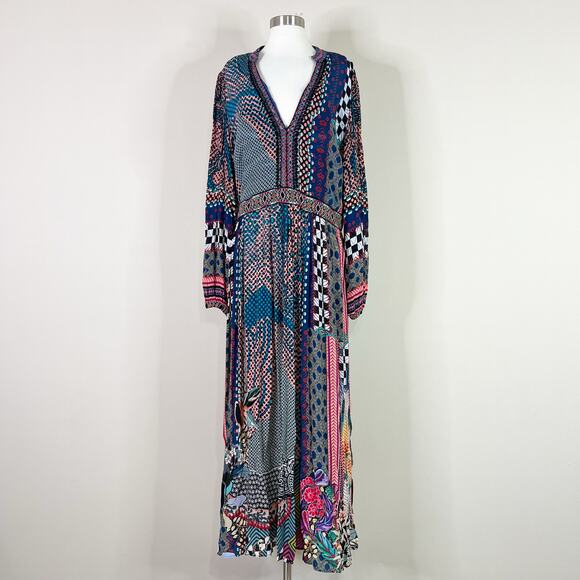 Anthropologie | Bhanuni by Jyoti Patterned Maxi Long Sleeve Slit Boho Maci Dress - Picture 2 of 16